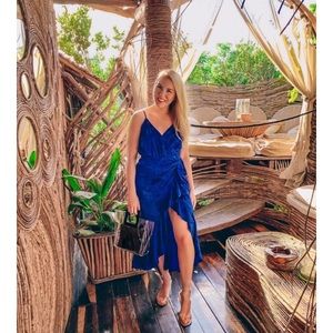 Majorelle Albany Floral wrap tie Midi Dress